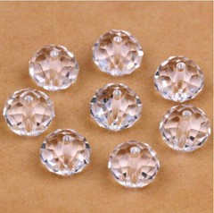 200Pcs Flat Round Faceted Crystal Beads Wheel Glass Beads Diy Loose Spacer 6mm