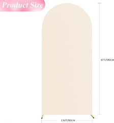 6FT Wedding Arch Backdrop Cover Spandex Fitted Beige Arch Covers round Top Chiar