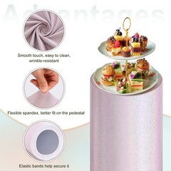 Set of 3 Cylinder Spandex Stand Covers Light Pink Laser Reflective Fabric-Large