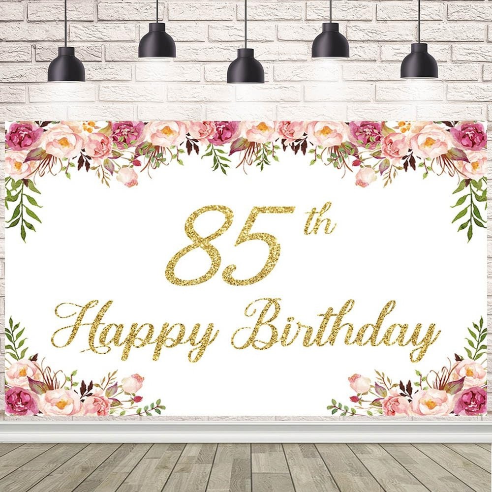 AIBIIN 7x5ft Happy 85th Birthday Backdrop for Women Pink Flowers Photography …