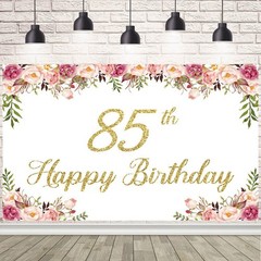 AIBIIN 7x5ft Happy 85th Birthday Backdrop for Women Pink Flowers Photography …