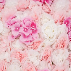 Floral Rose Wall Art White/Pink Artificial Flower Wall Panel Party Backdrop 1*1m
