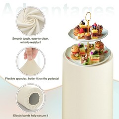 Set of 3 Cylinder Spandex Stand Covers, Beige, Elastic Fabric-Large