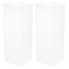 2x Acrylic Column Flower Stand Crystal Chains Geometric Wedding Centerpieces