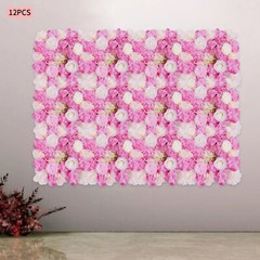 12PCS Artificial 3D Flower Wall Panel Wedding Backdrop Wall Decor Pink 15*15in