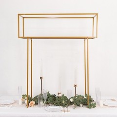 48″ GOLD Metal Rectangular Top FLOWER STAND Centerpiece Party Events Decorations