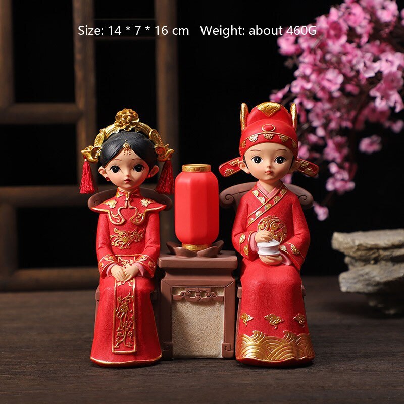 Gifts Decoration Chinese Wedding Room Resin Character Ornaments Crafts Layout