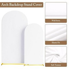 Toolterritary Metal Arch Backdrop Stand and Cover Set of 2 – 7.2ft & 6ft – White