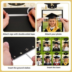 13 Pcs DIY Graduation Yard Signs, 13.8 x 8.3 K-12 Congrats Grad Photo Lawn Sig