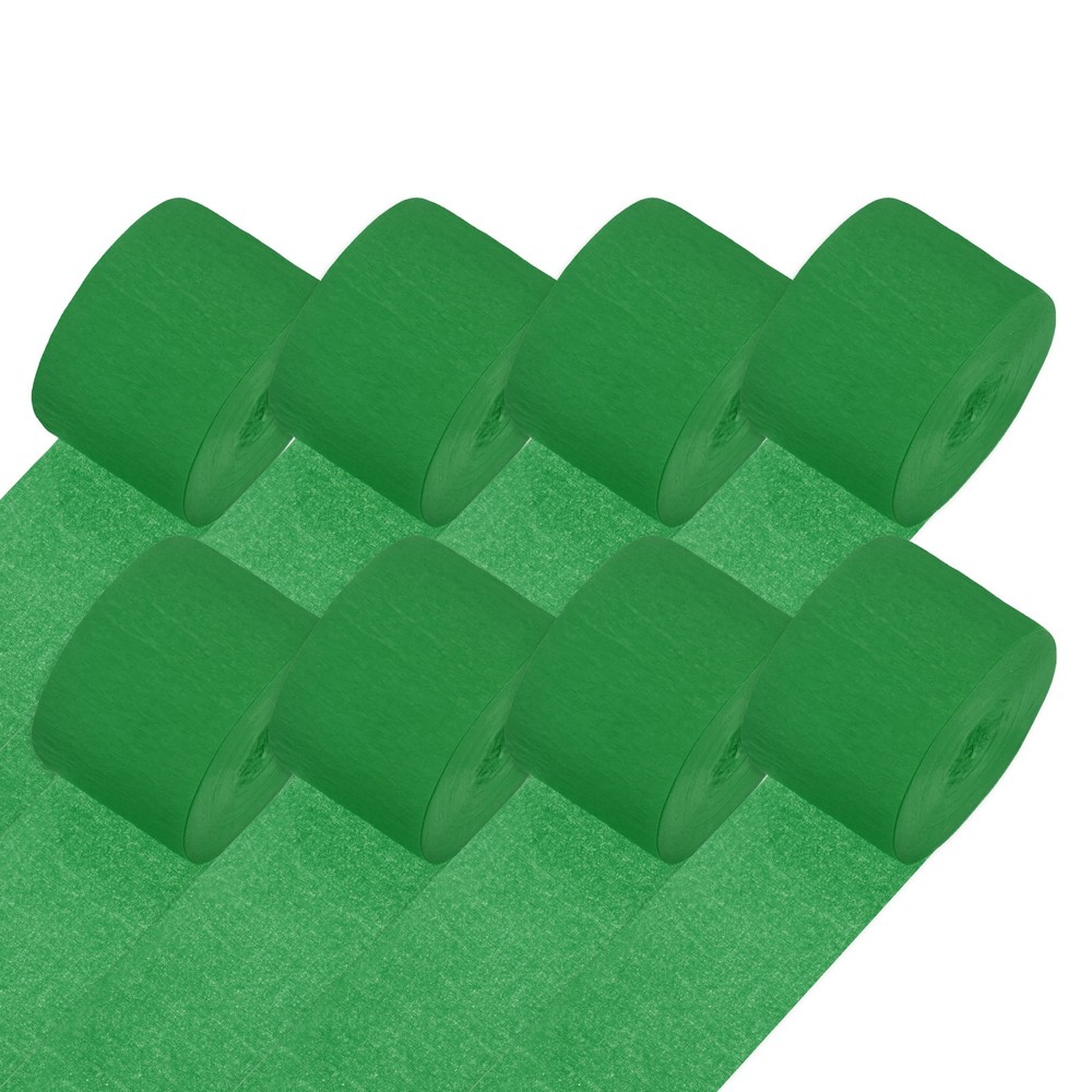 8-Rolls 656ft Crepe Paper Streamer for DIY [Dark Green-1.8 Inch x 82 Ft/Roll]