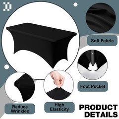 Trlyc 1 Pack 6FT Spandex Table Cloth – 72 x 30 Inch Rectangular Stretch Table…