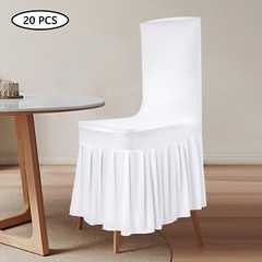 20PCS White Chair Covers for Wedding Parties and Dining Stretch Chair Slipcovers