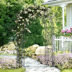 Metal Garden Arch w/ Ground Spikes Climbing Plant Support Trellis Wedding Decor