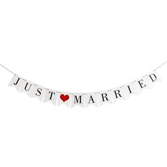 Vintage Just Married Banner Wedding Bunting Photo Booth Props Signs Garland B…