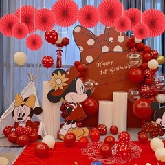 HQZ Red Party Hanging Fans DIY Set – 12pcs Pinwheels & Flowers for Weddings, …