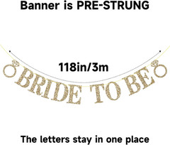 Pre-Strung Bride to Be Banner NO DIY Bride to Be Sign Gold Glitter Bacheloret…