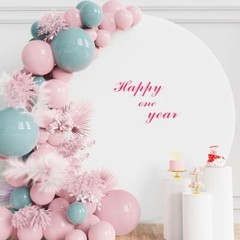 7.2FT Round Backdrop Cover Round Arch Covers with Buckles Polyster 7.2ft White