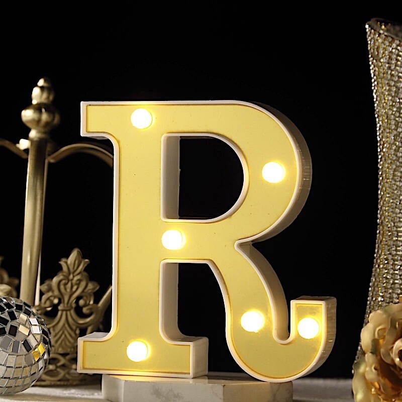 6″ tall GOLD R LED Lighted Marquee Letters Sign Party Wedding Events Decorations