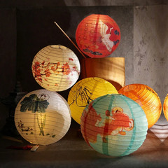 12Inch Printed Flower round Chinese Paper Lanterns Birthday Wedding Decor Craft
