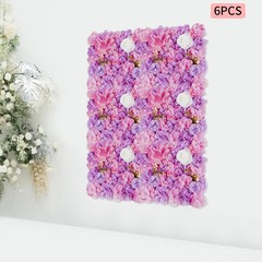 6X Artificial Flower Walls Silk Rose Hydrangea Floral Panels for Wedding 15*15in