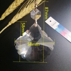 5Pcs 58mm Scallop Shape Crystal Pendant w/14mm Octagon Beads w/Chrome Bowtie Pin