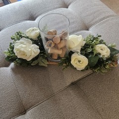 DIY Wedding Centerpieces White Floral Wine Barrel Used Once