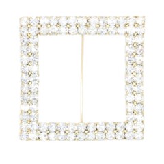 Dazzling and Shining Square Rhinestone Chair Sash Buckles Silver, Pack of 10