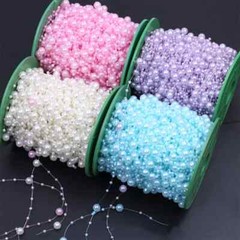 5Meters Shimmering Pearl Garland 3-8mm Crafting String Wedding Bouquet DIY Decor