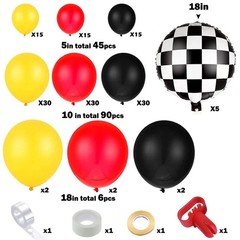 150PCS Race Car Balloons Arch Garland Kit Racing Car Birthday Party Checkered…