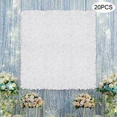 20Pcs Flower Panel White Artificial Flower Wall Panel Flower Backdrop Wall Decor