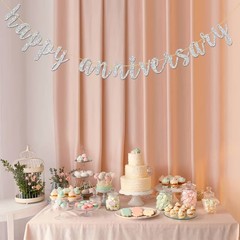 Glitter Silver Happy Anniversary Banner – Anniversary Sign – Birthday Banner …