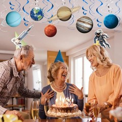 30 Pcs Space Themed Party Decorations Space Hanging Swirl Space Birthday Deco…
