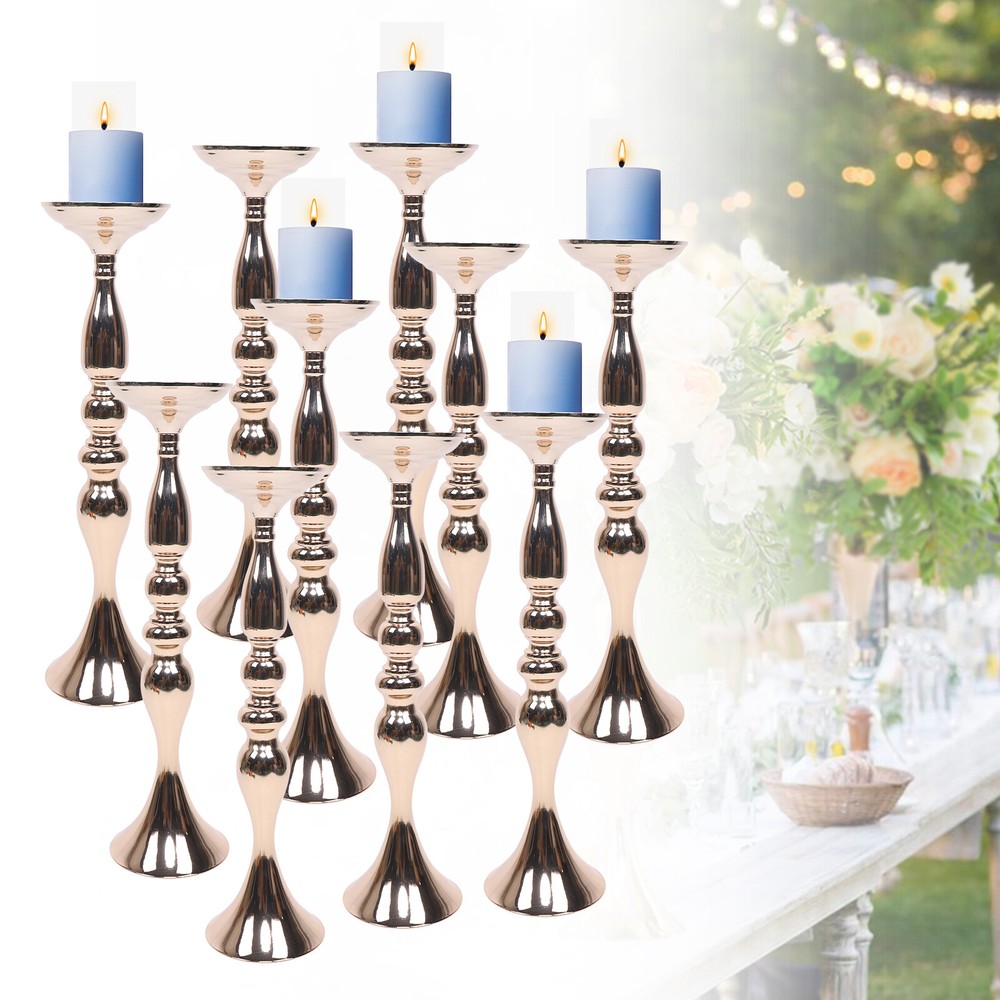 For Wedding Candle Holder Flower Stand Vase Rack Decor 10pcs Gold Centerpieces