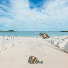 White Metal Flower Frame Weddings Square Backdrop Garland Plants Display Stand~