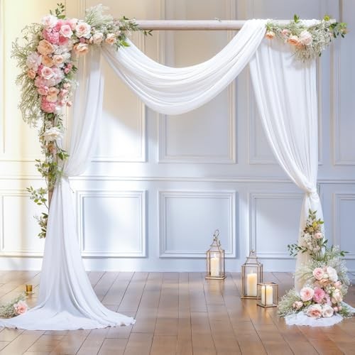 Wedding Arch Draping Fabric Arch Drapes 19Ft length x 28″ width (1 Panel) White