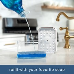 S&T INC. Dish Soap Dispenser and Sponge Holder for Kitchen Sink Matte White