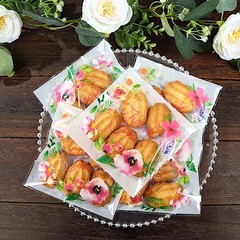 100 White Clear PVC Cookie Candy Bags With “Thank You” Floral Print Party