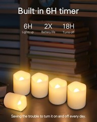 SHYMERY Flameless Votive Candles with Timer,12 Pack Last 15 Days Battery Oper…