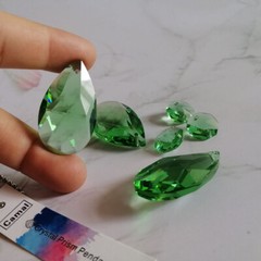 Green Color 20pcs 38mm Crystal Teardrop & 20pcs 14mm Crystal Octagon Loose Beads