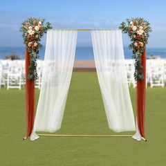 Metal Square Backdrop Stand 2 × 0.5 × 2 m Gold Frame With Pink Cover For Wedding