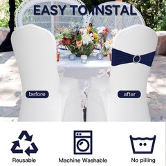 100PCS Spandex Stretch Chair Sashes Bows Elastic Chair Cover Bands Ties