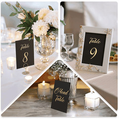 Black Table Numbers 1 30 for Wedding Reception with Gold Foil Table Number