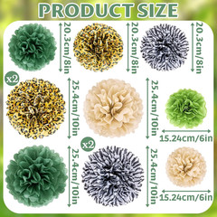 Jungle Safari Party Tissue Pompom Wild Animal Leopard Zebra Print Decor Sage Gre
