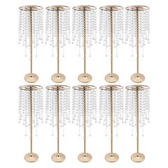 10 Pieces 75cm Gold Flower Stands with Crystal Beads for Elegant Decor