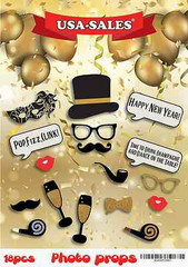 New Year Christmas Photo Booth Props, 18 pcs, NO DIY NEEDED, New Years Eve Party