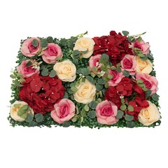 12Pcs Artificial Flower Wall Panel Backdrop Wedding Rose Hydrangea Flower Decor