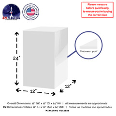 Acrylic Socle Pedestal 12″ x 12″ x 24″ Display Stand White Plinth