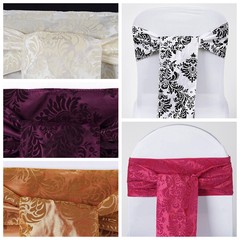 10 pcs Damask Flocking CHAIR SASHES Bow Ties Wedding Party Decorations Supplies