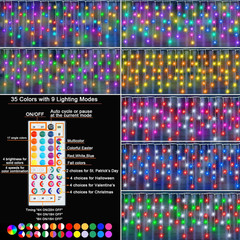 Color Changing Christmas Icicle Lights with Remote, 35 Colors 9 Modes Halloween