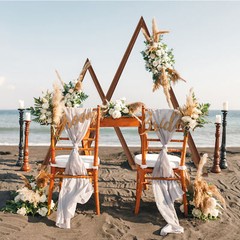 2 Pack Rustic Wedding Arch Triangle Arbor Backdrop Party Stand 8.2ft 9.8ft Wood